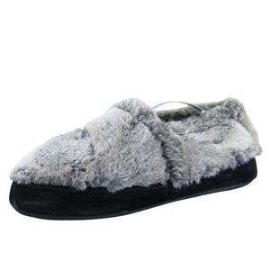 Acorn Women Fuzzy Shearling Style Gray Fabric Sz 6.5-7.5 Medium Gently Used 2025